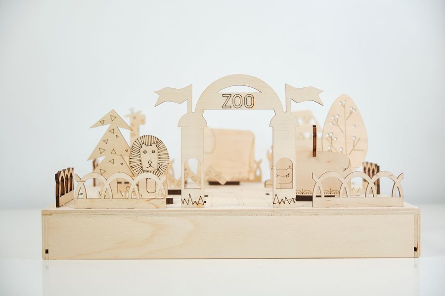 Дерев'яна 3д розмальовка для малюка “Зоопарк”