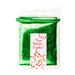 Green glitter (sequins) for decorating toys, scrapbooking (10 g)